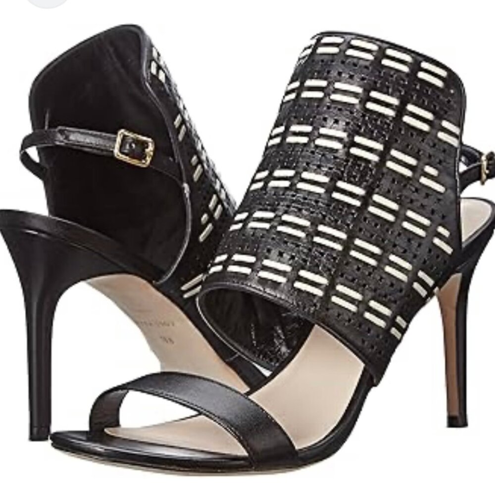 Cole Haan Leather Arista Sandal, Black/Ivory, 6 B